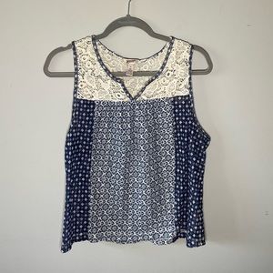 Blue Tank Top with Lace